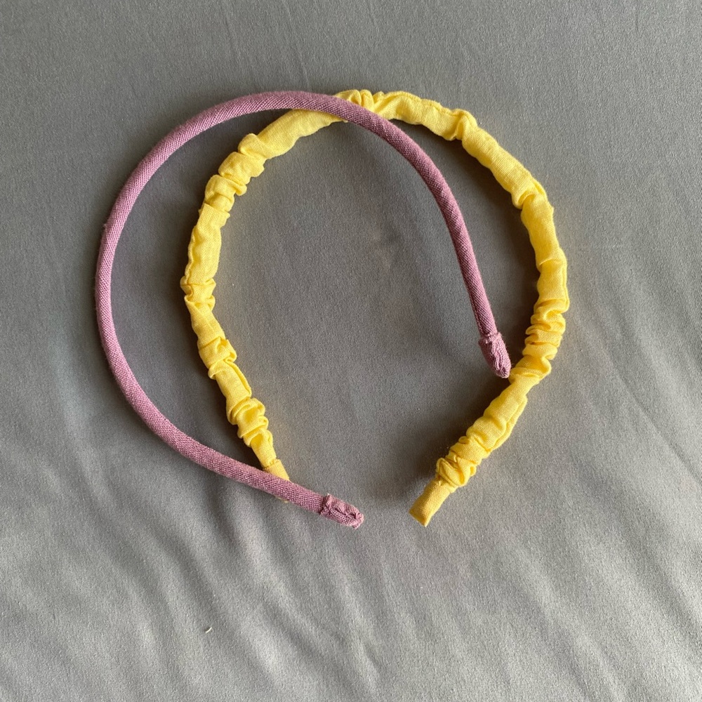 Madewell Linen Pink and Yellow Headband Set - Picture 2 of 5